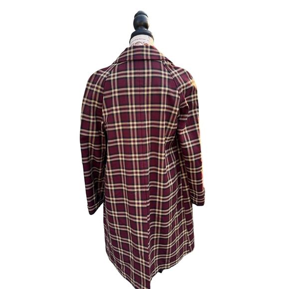 New Style Express wool blend trench coat 3/4 length Plum Brown plaid womens 4 - Picture 4 of 6